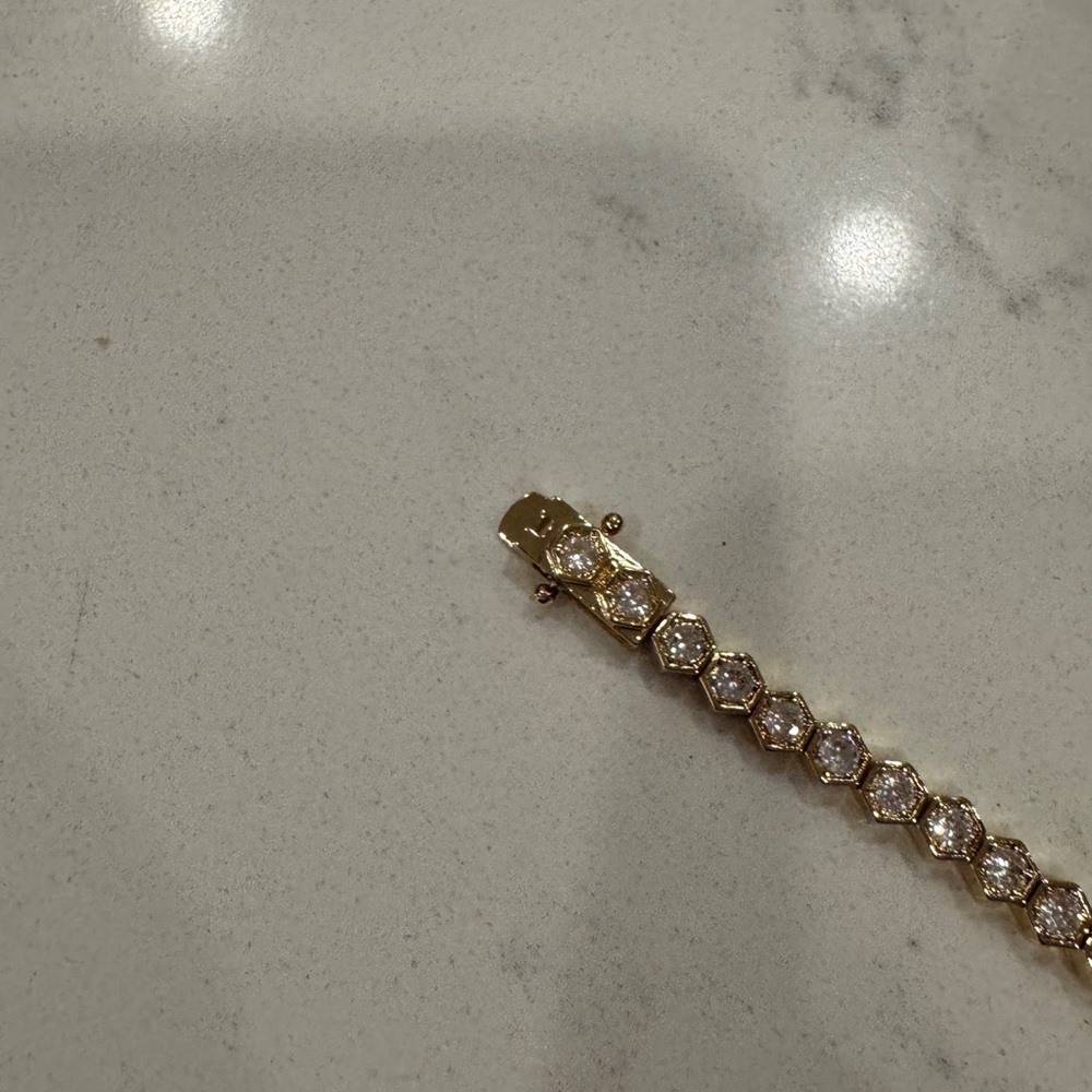 NEW Ahava Jewels Hexagon CZ & Gold Plated Tennis Bracelet - Picture 9 of 15